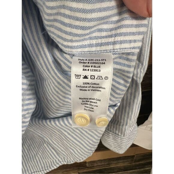 Jachs NY NWT Button Down Shirt Mens Blue Stripe long sleeve sz S - Picture 5 of 7